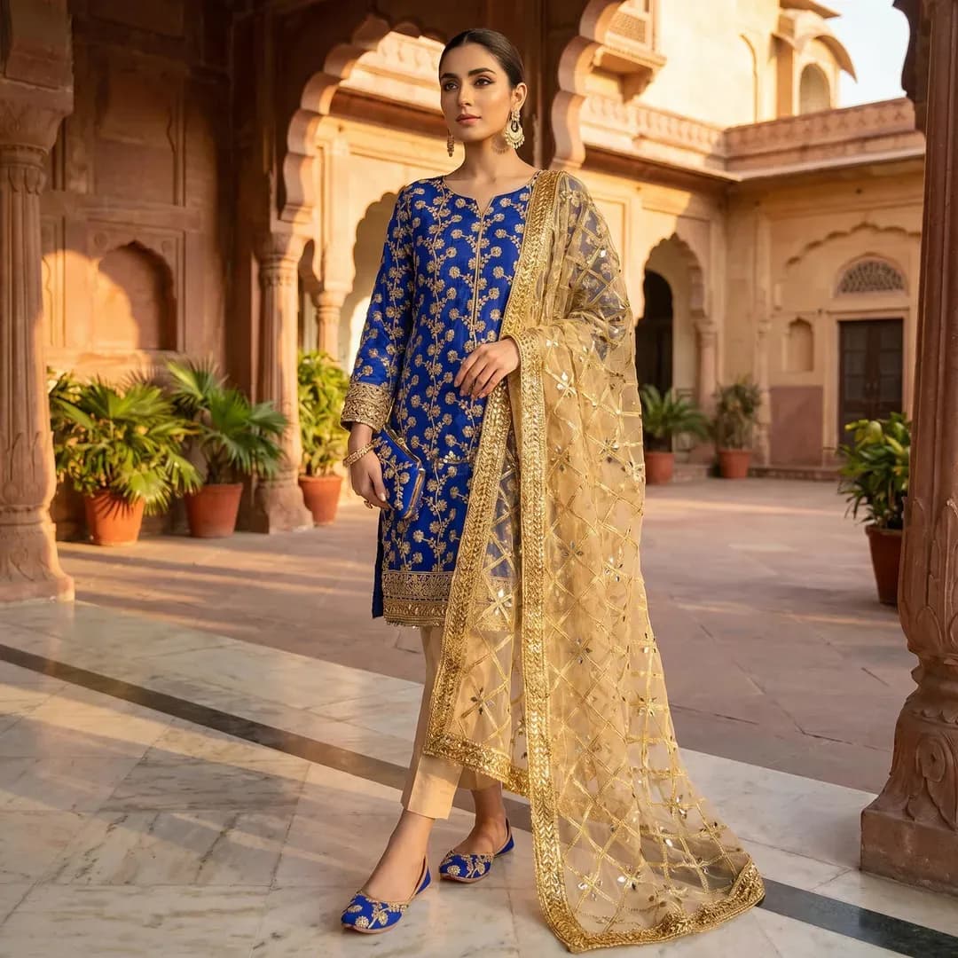 3 Pcs Women's Unstitched Embroidered Suit