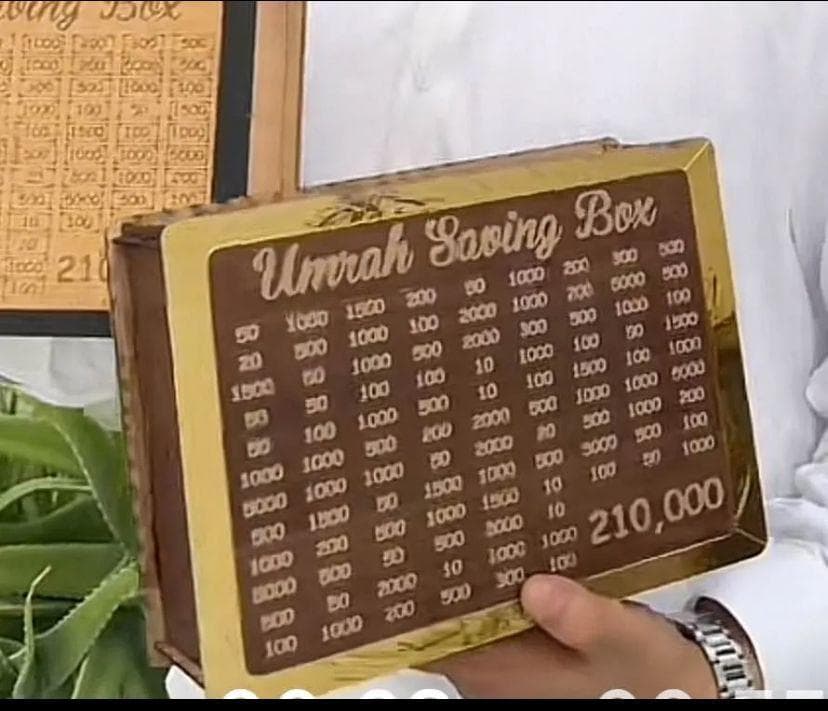 Wooden Umrah Saving Box Brown Traditional Islamic