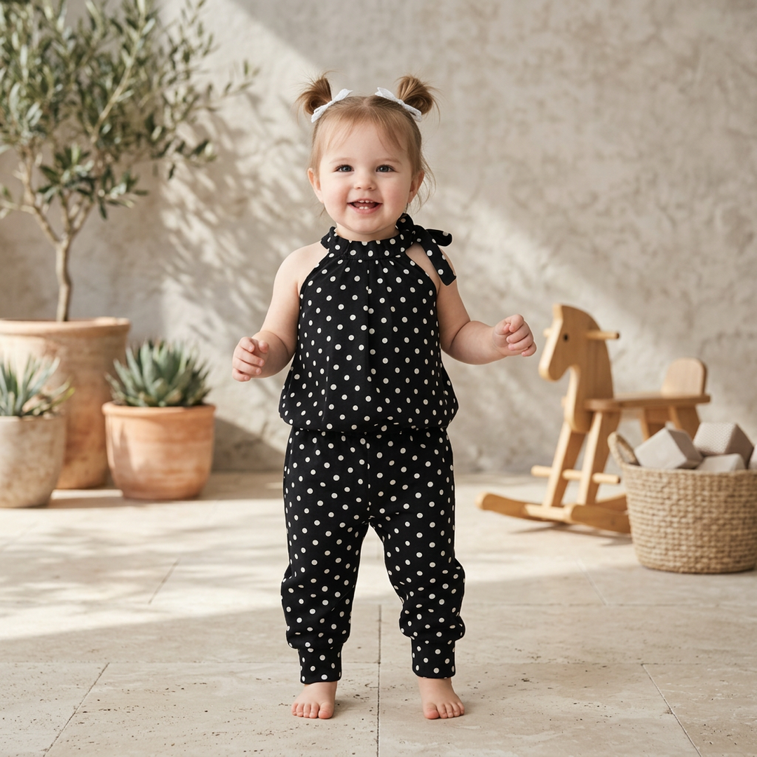 Toddler Black Polka Dot Western Suit Set