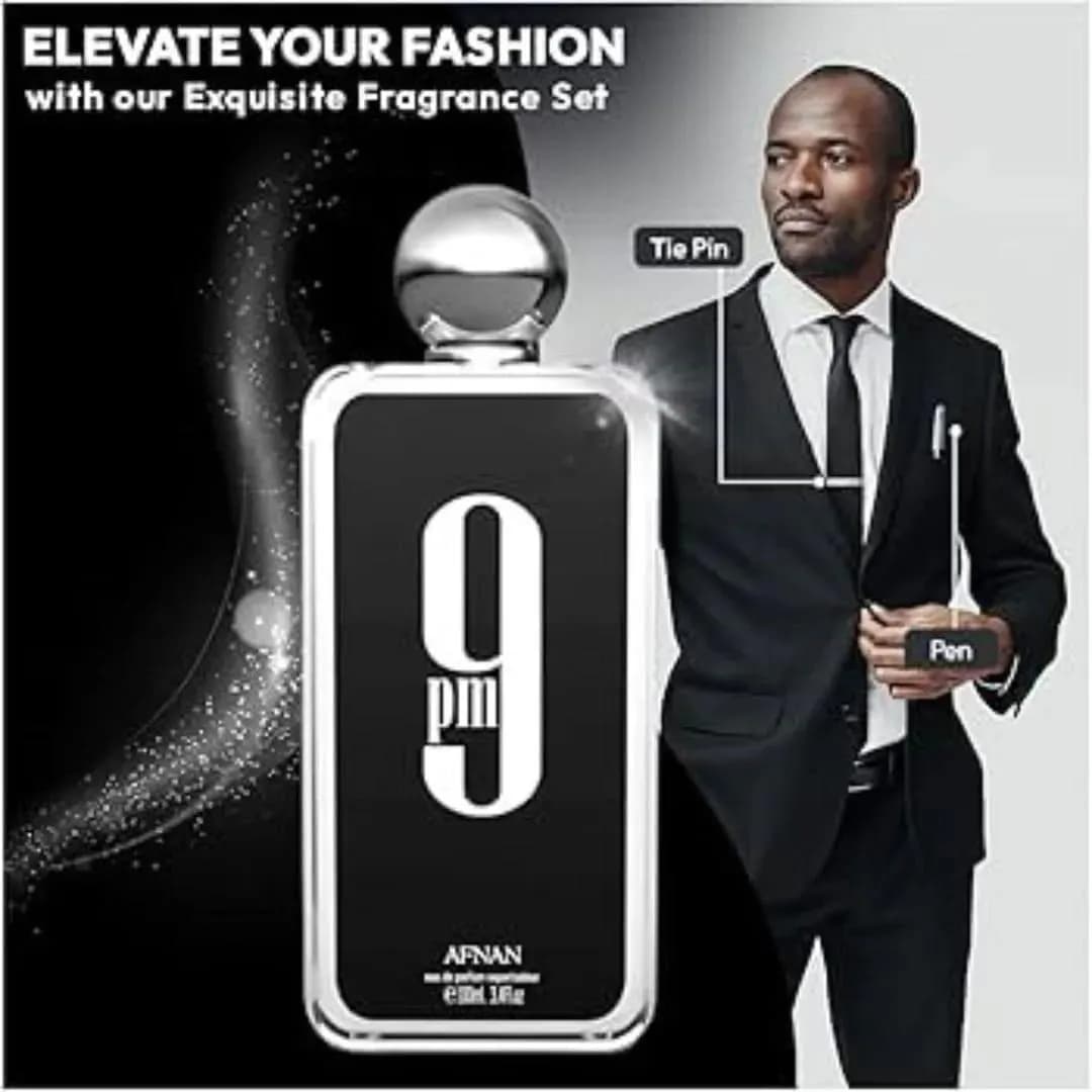 9 Pm By Afnan Men Perfume 100Ml Black Bottle Oriental