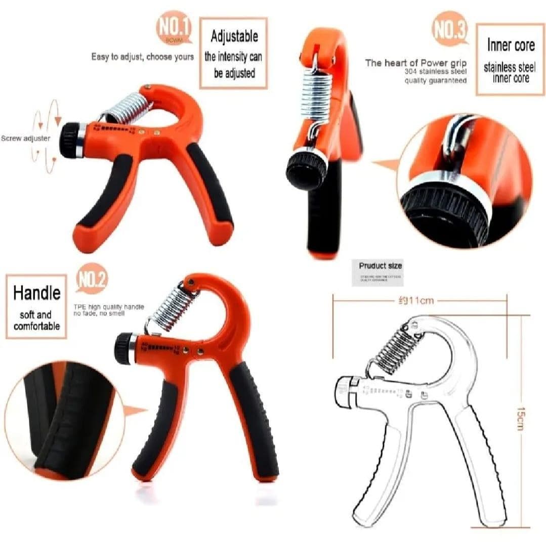 Adjustable Hand Gripper Set 40kg Green Orange 2 Pcs