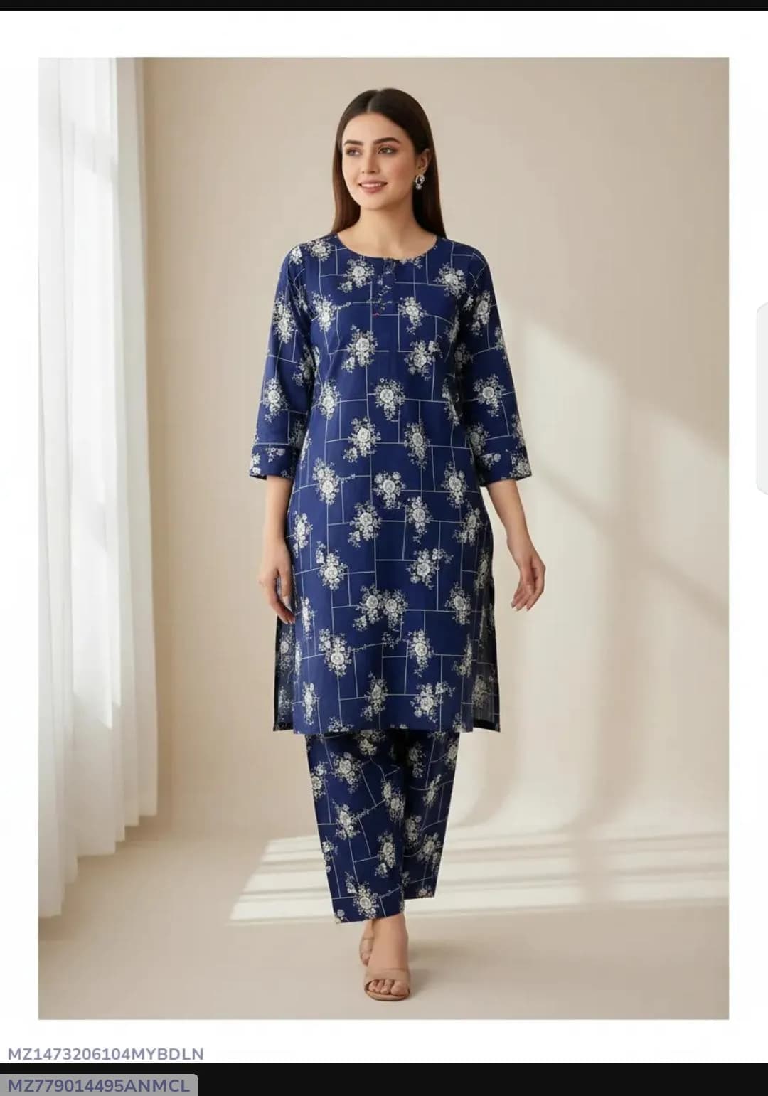 2 Pcs Women's Unstitched 3-D Block Printed Suit