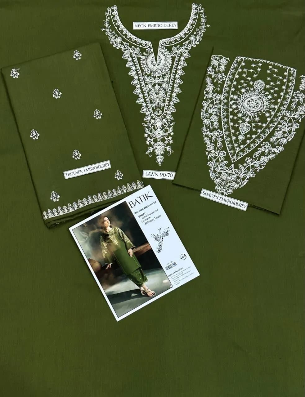 Green Embroidered 2-Piece Women's Lawn Suit for Weddings Eid