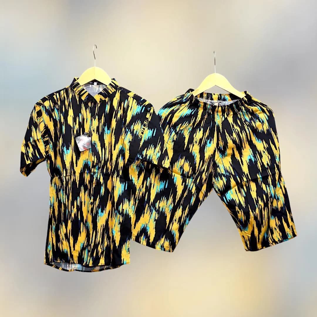 Men Printed Dhanak Track Suit Multicolor Beach Wear