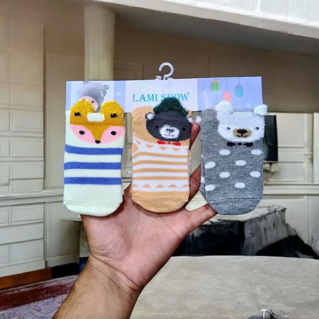 Kids Cotton Socks Animal Prints 3-Pack Soft Comfort