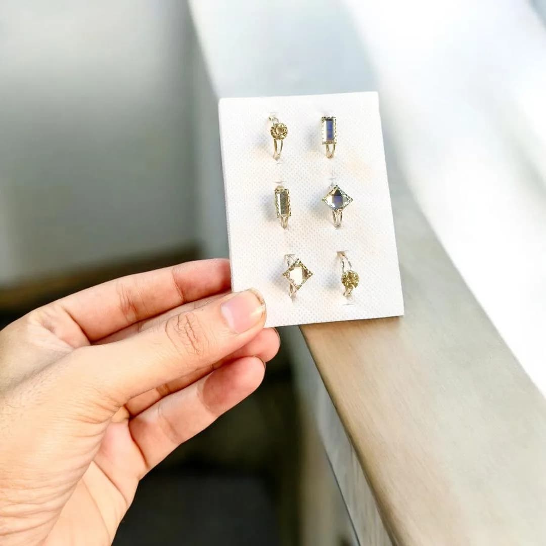 Silver Crystal Adjustable Rings Set for Girls 1-10 Yrs