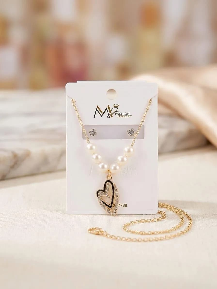 Golden Heart Pendant Necklace for Women