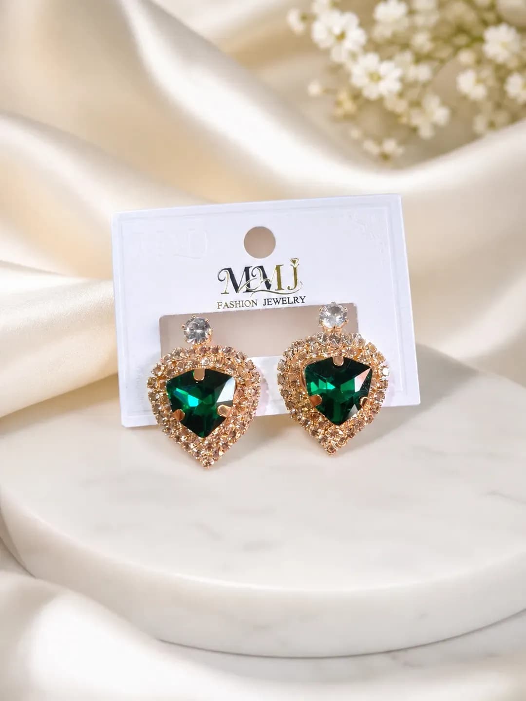 Heart Gold Plated Crystal Earrings 2 Pcs