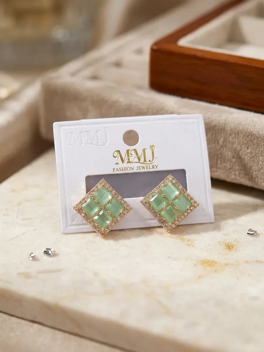 Green Gemstone Earrings for Women