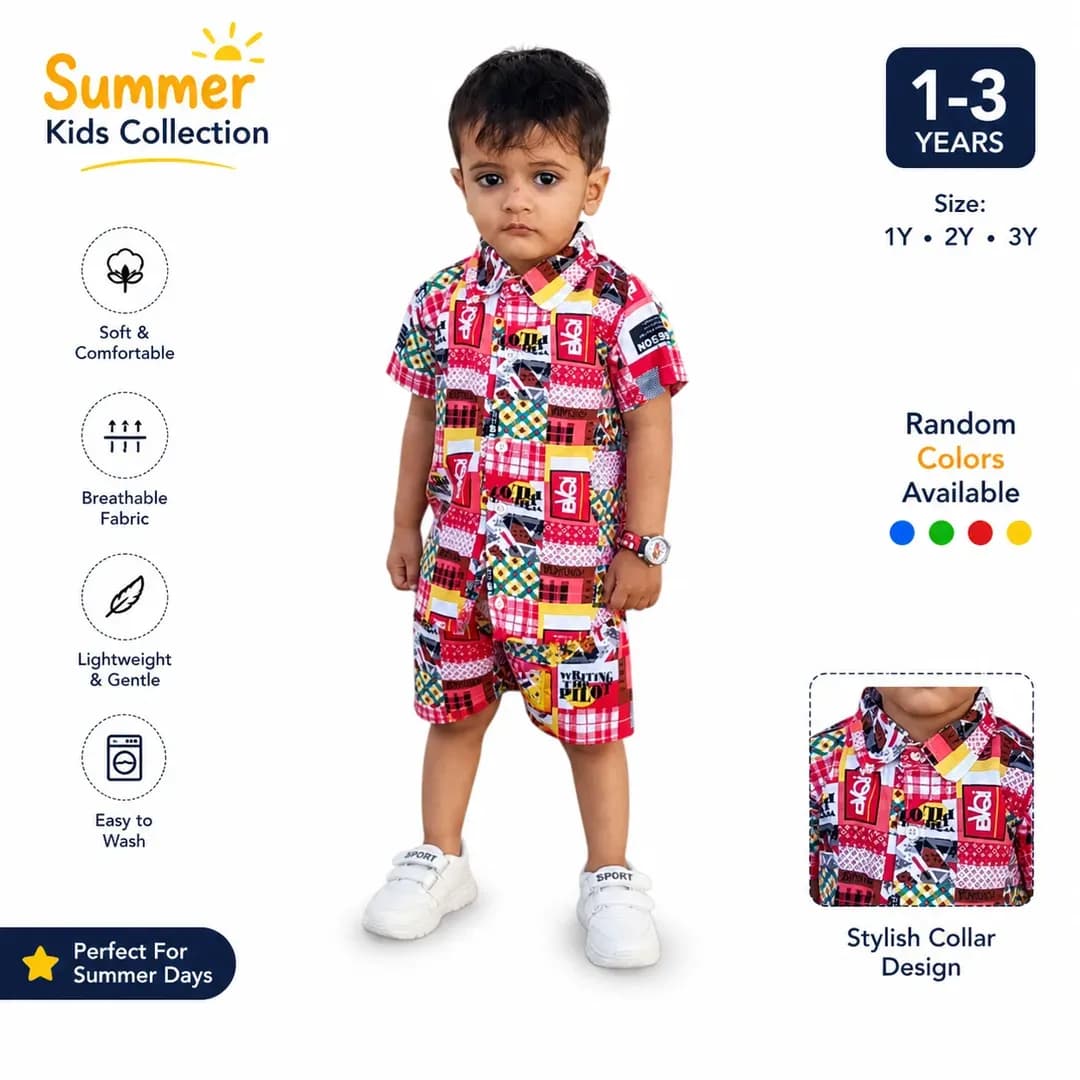 Kids Summer T-Shirt 1-3Yr Random Colors Collar