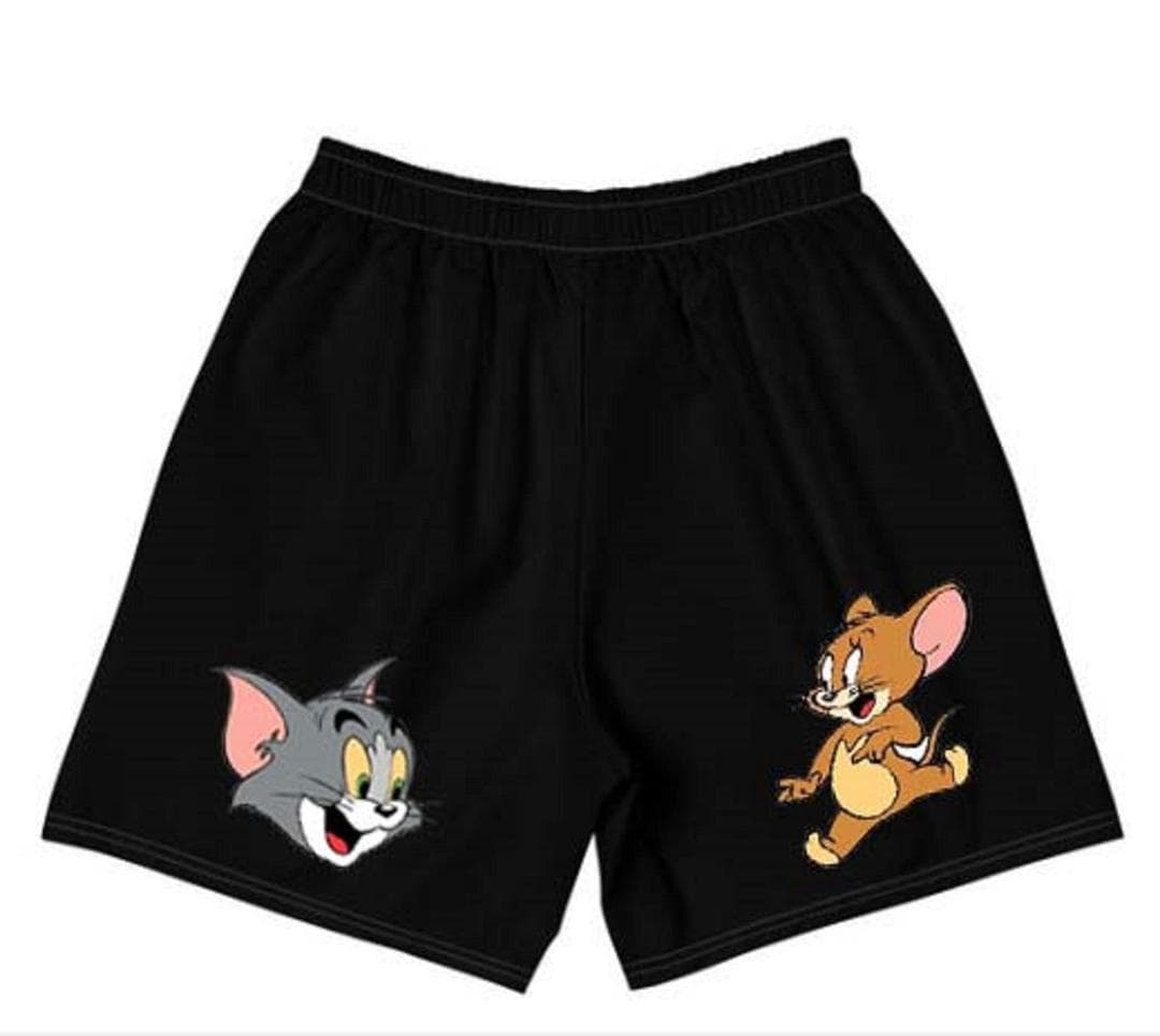 Tom and Jerry Printed Shorts Black Polyester Kids Wear