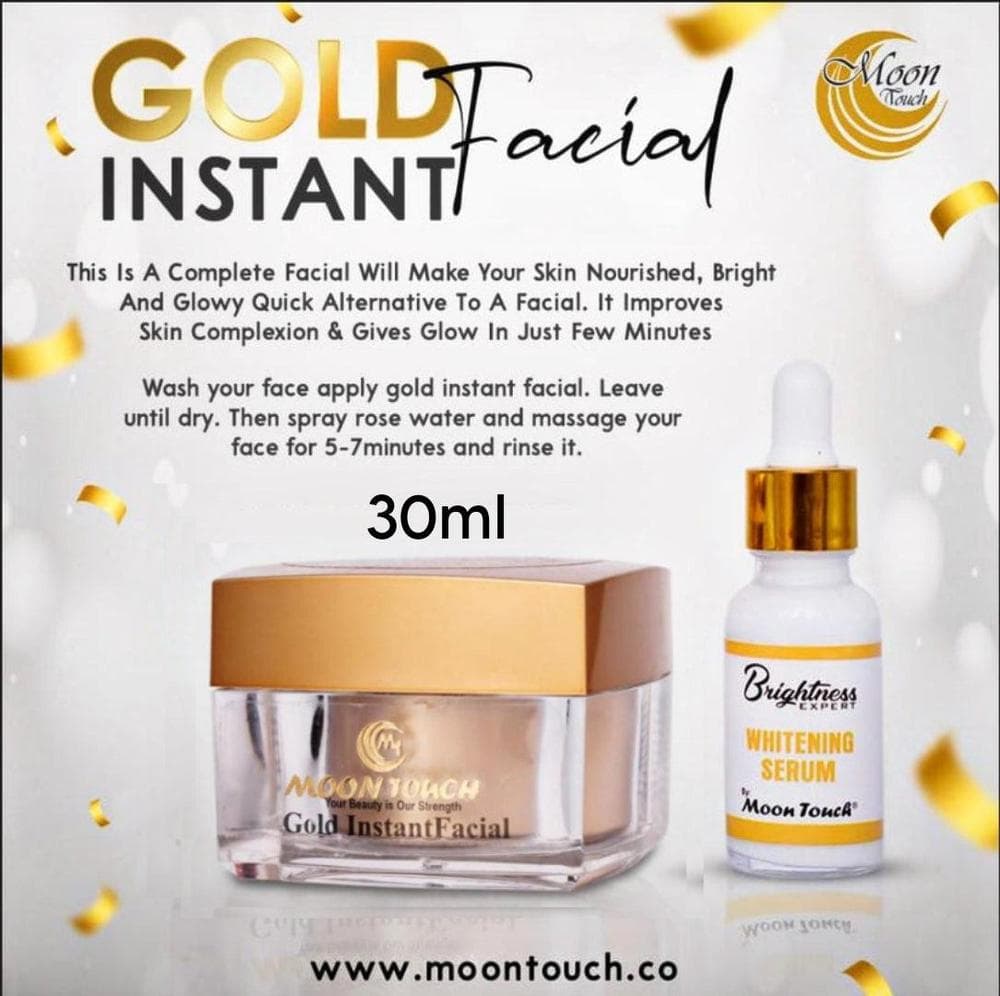 Gold Instant Facial Serum & Cream Set for Radiant Skin