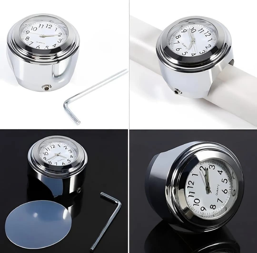 Universal Waterproof Chrome Motorcycle Clock with Hex Wrench