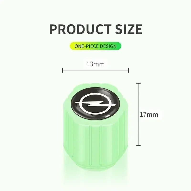 Luminous Wheel Valve Caps ABS Green 4-Piece Pack