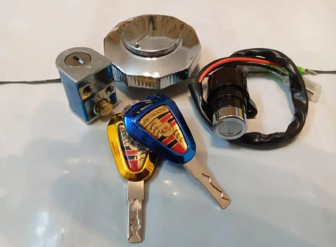 70cc Bike Key Switch Kit Golden Metal 3-Piece Set