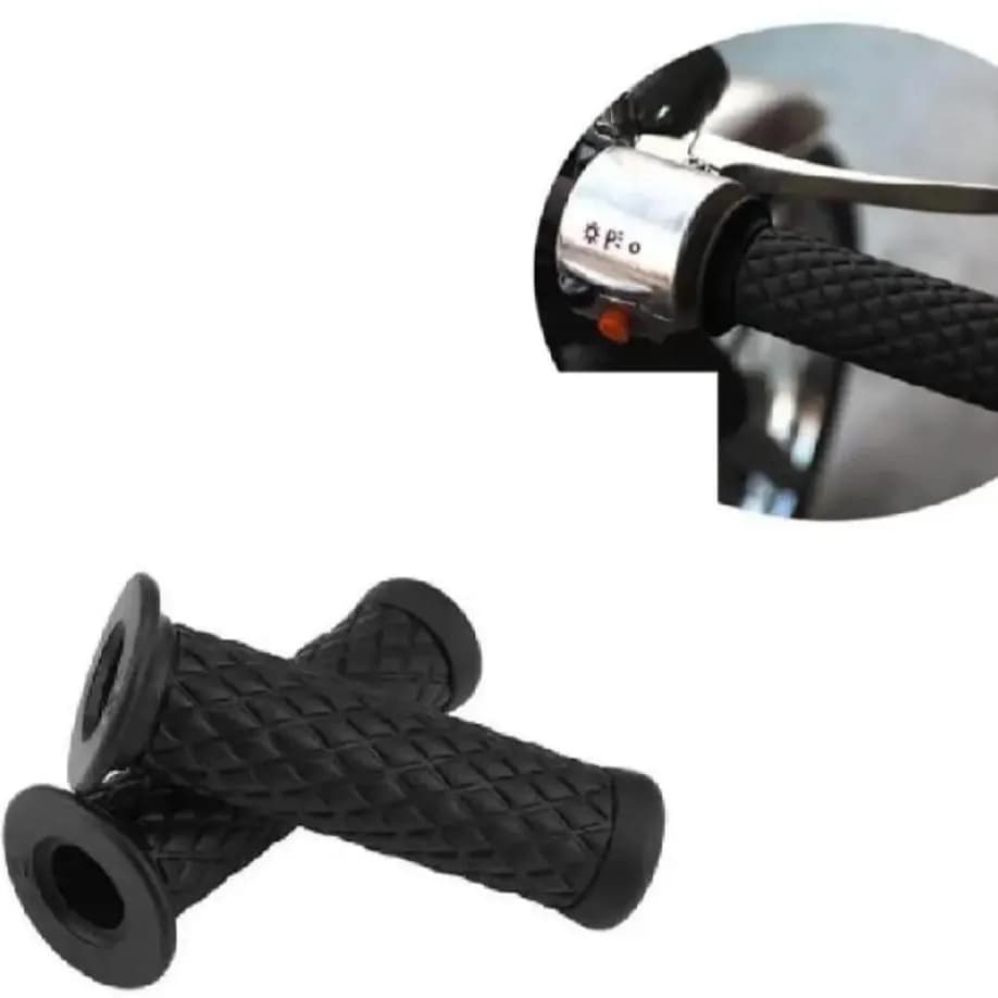 Cafe Racer Handlebar Grips Black Diamond Rubber Grip