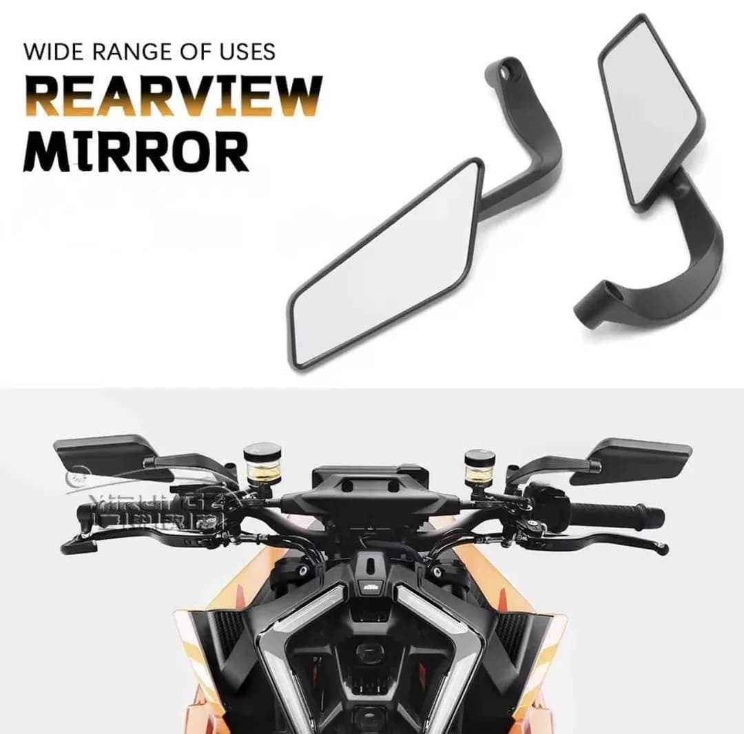 Motorcycle Rearview Mirror with Wind Wing & 360° Adjustability