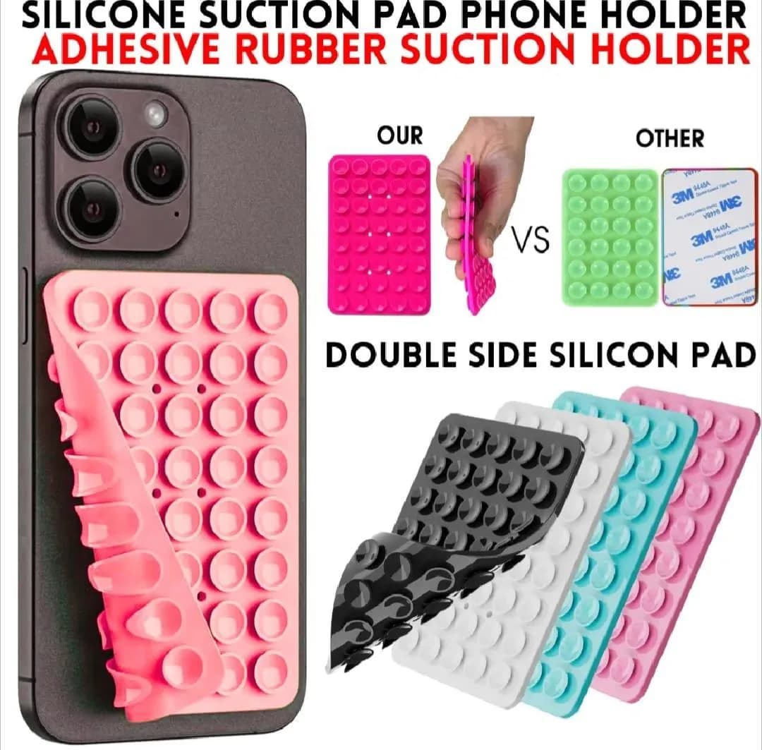 Double Sided Silicone Phone Holder Pack of 3 Black