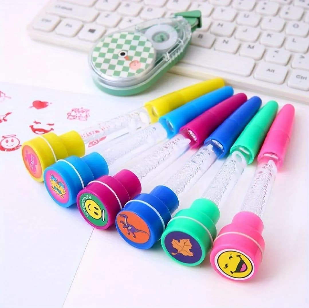 Multicolor Bubble Stamp Pens 3Pcs ABS Plastic Kids School Office