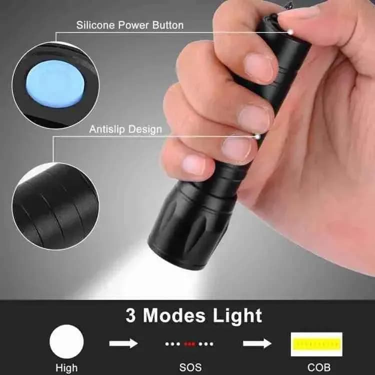 Rechargeable Flashlight with 3 Modes & Anti-Slip Grip
