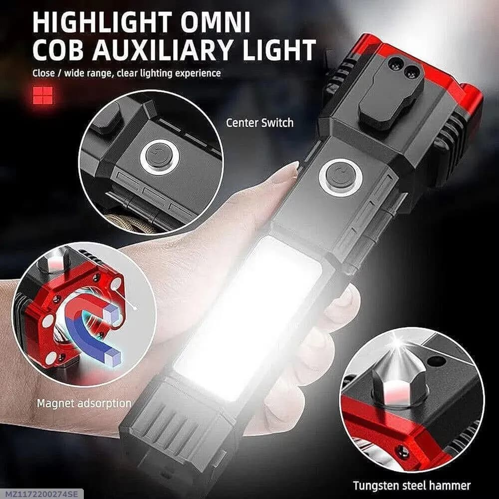 Rechargeable LED Torch Light Black Type-C