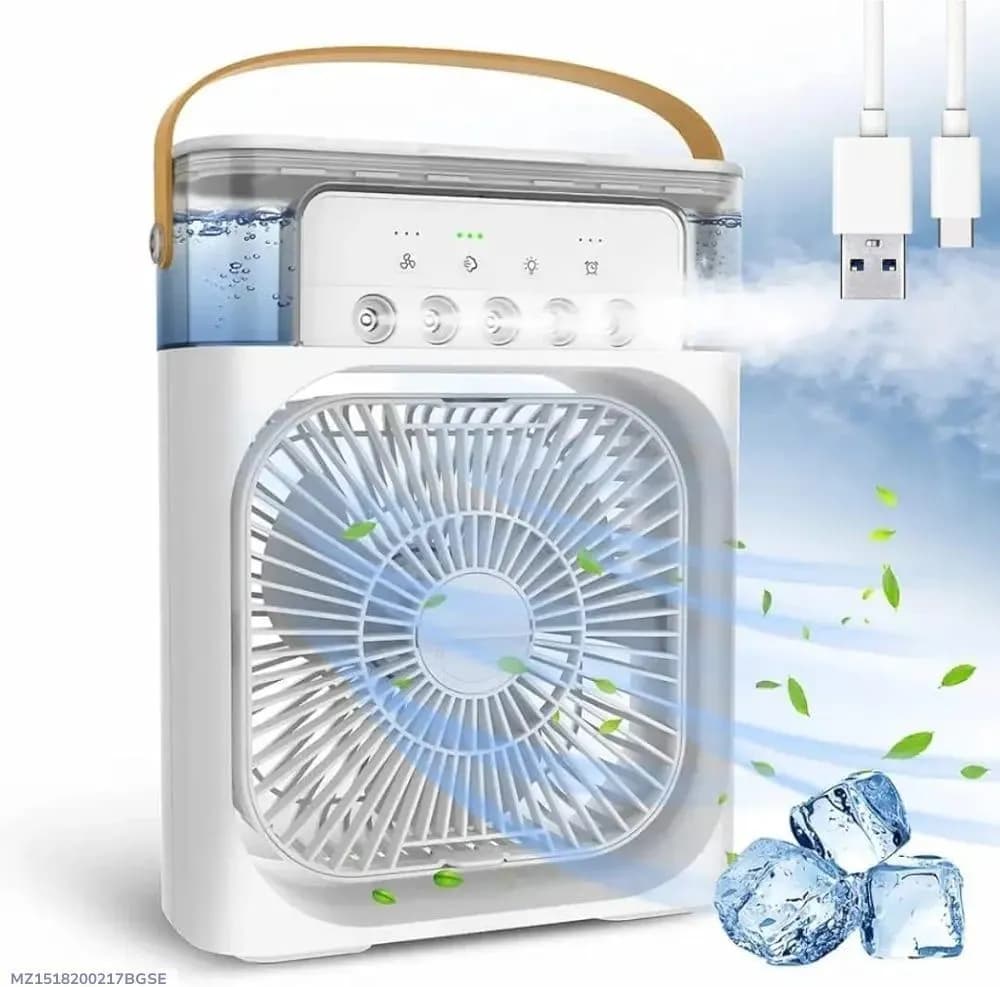 USB Rechargeable Desk Fan with Ice Cooling
