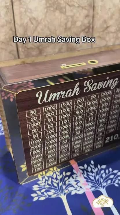 Umrah Saving Box Wood Multicolor 5-in-1 Islamic