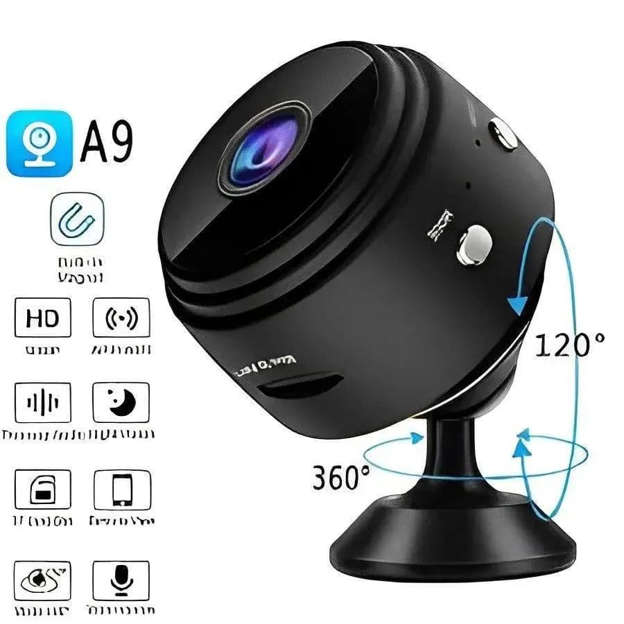 Mini HD Camera 360° Rotating Black ABS
