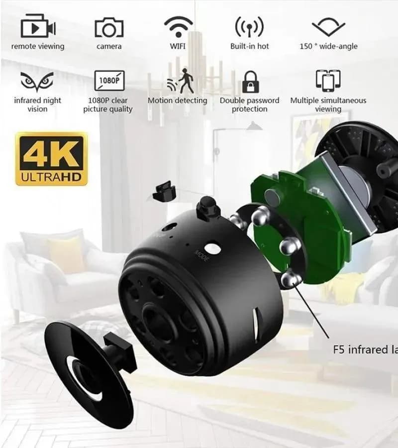 Mini HD Camera 360° Rotating Black ABS