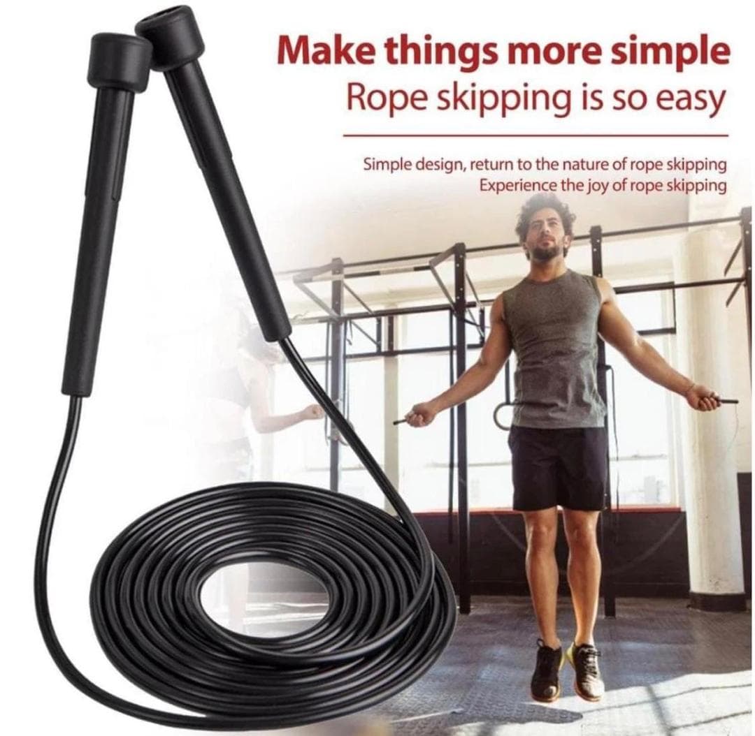 Black Lightweight Skipping Rope for Fitness Training