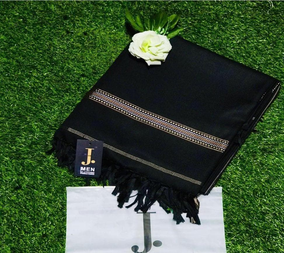 Black Wool Men's Shawl with Fringe for Shaadi Party Wear