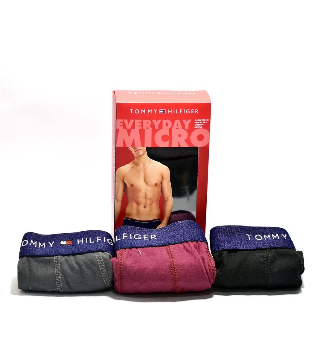 Tommy Hilfiger Cotton Boxers 3-Pack Navy Burgundy Gray