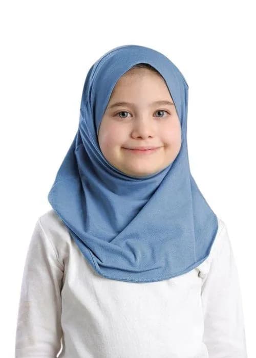 Light Blue Cotton Jersey Hijab for Girls Cap