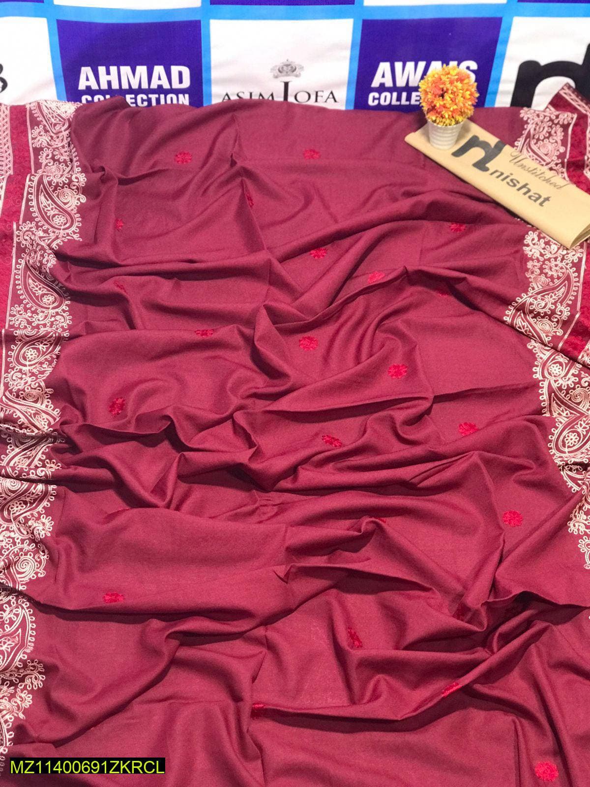 Maroon Swiss Lawn Shawl for Women Wedding Eid