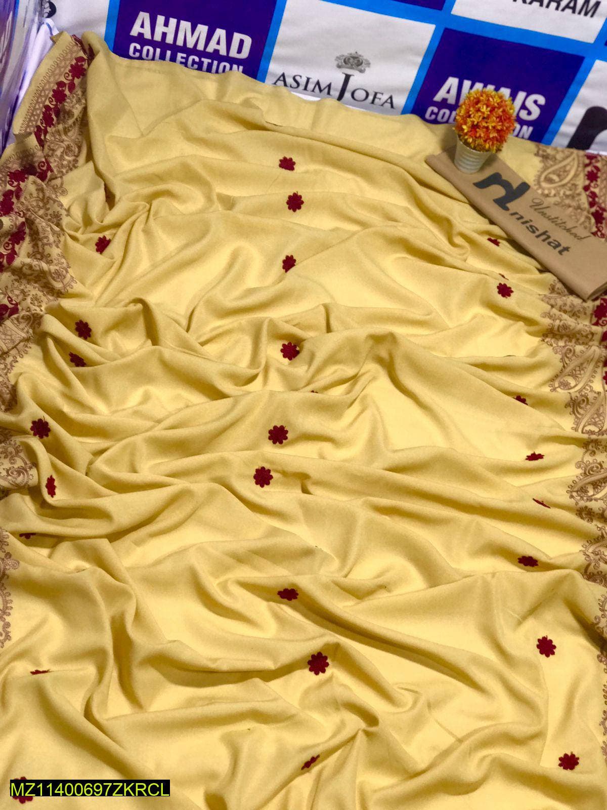 Premium Lawn Shawl Yellow Tilla Embroidery for Weddings Eid