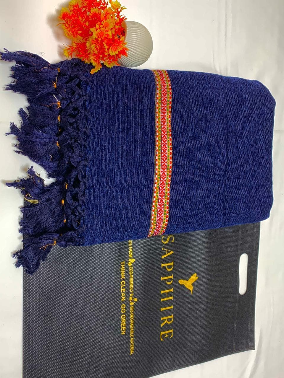 Men's Velvet Shawl Blue Winter Warm Cozy