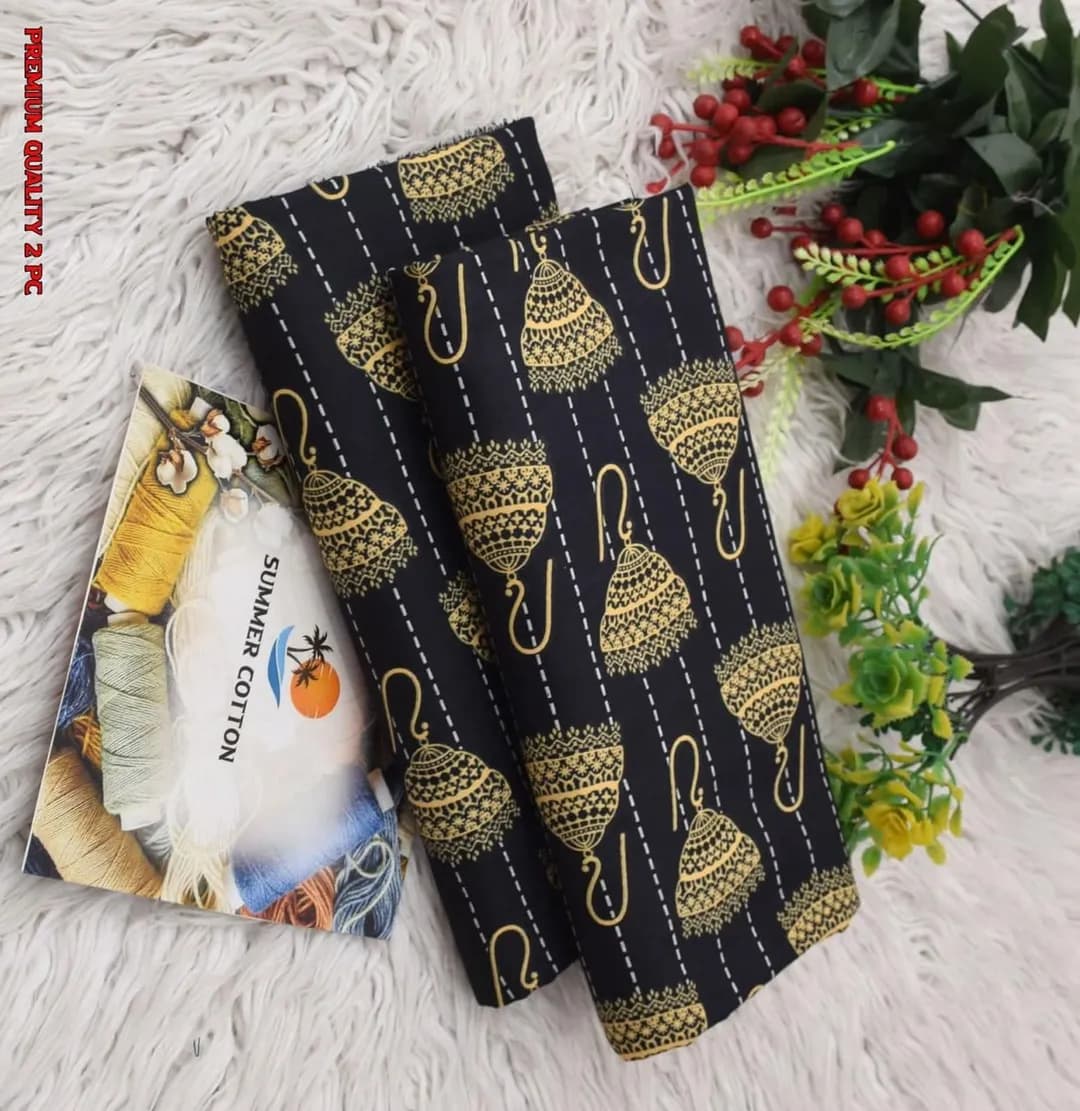 Black Printed Polo Cotton 2Pc Shirt Trouser Set