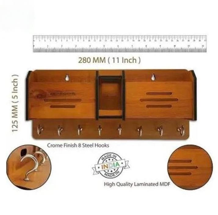 Wooden Key & Phone Holder with Phone Slots