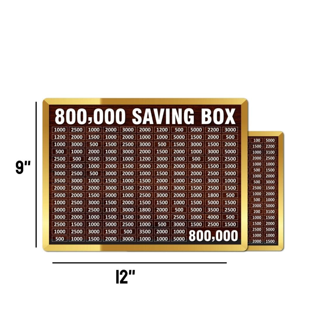 Wooden Saving Box 800,000 Dollar Clear Chart