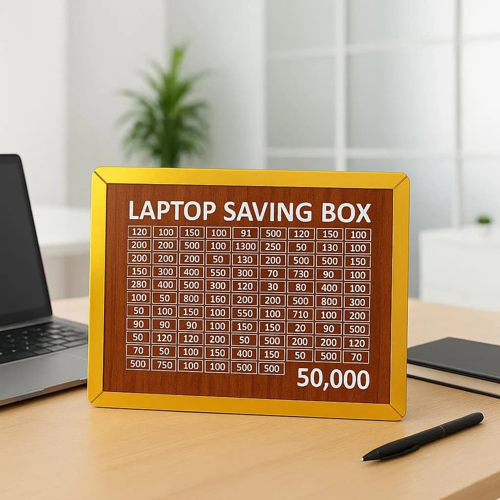 Laptop Saving Box 50,000 Dollar Wooden Grid Display