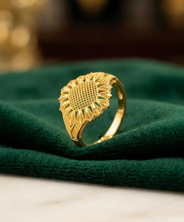 Gold Embroidered Ring with intricate design