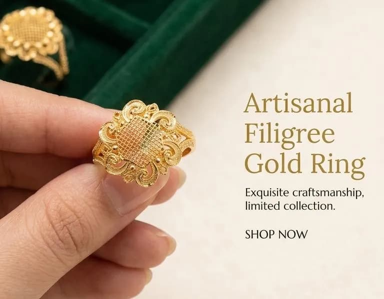 Artisanal Gold Ring with Filigree Design