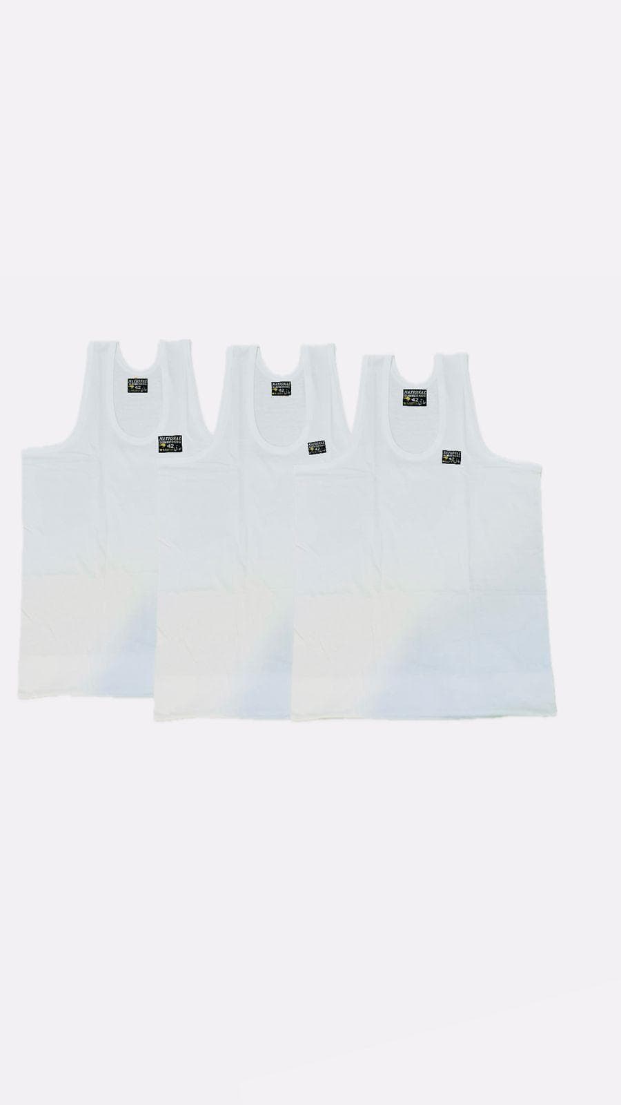 Men's Cotton Undershirt White Pack of 3 Medium Large