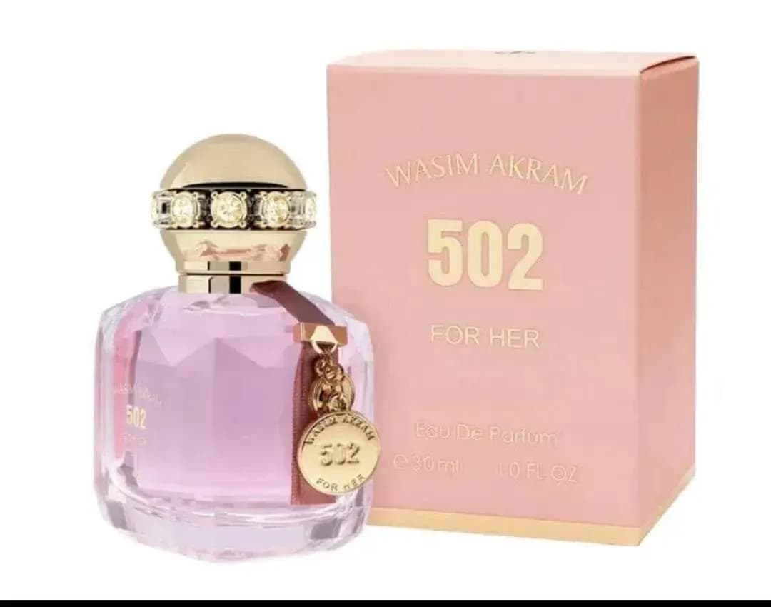 502 Wasim Akram Floral Perfume for Women Pink Glass Bottle