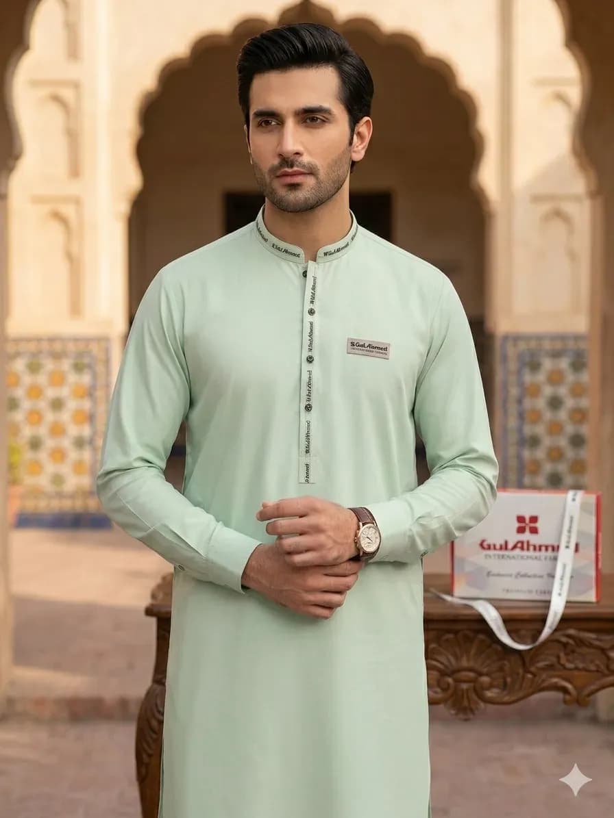 Men Boski Plain Green Suit Summer