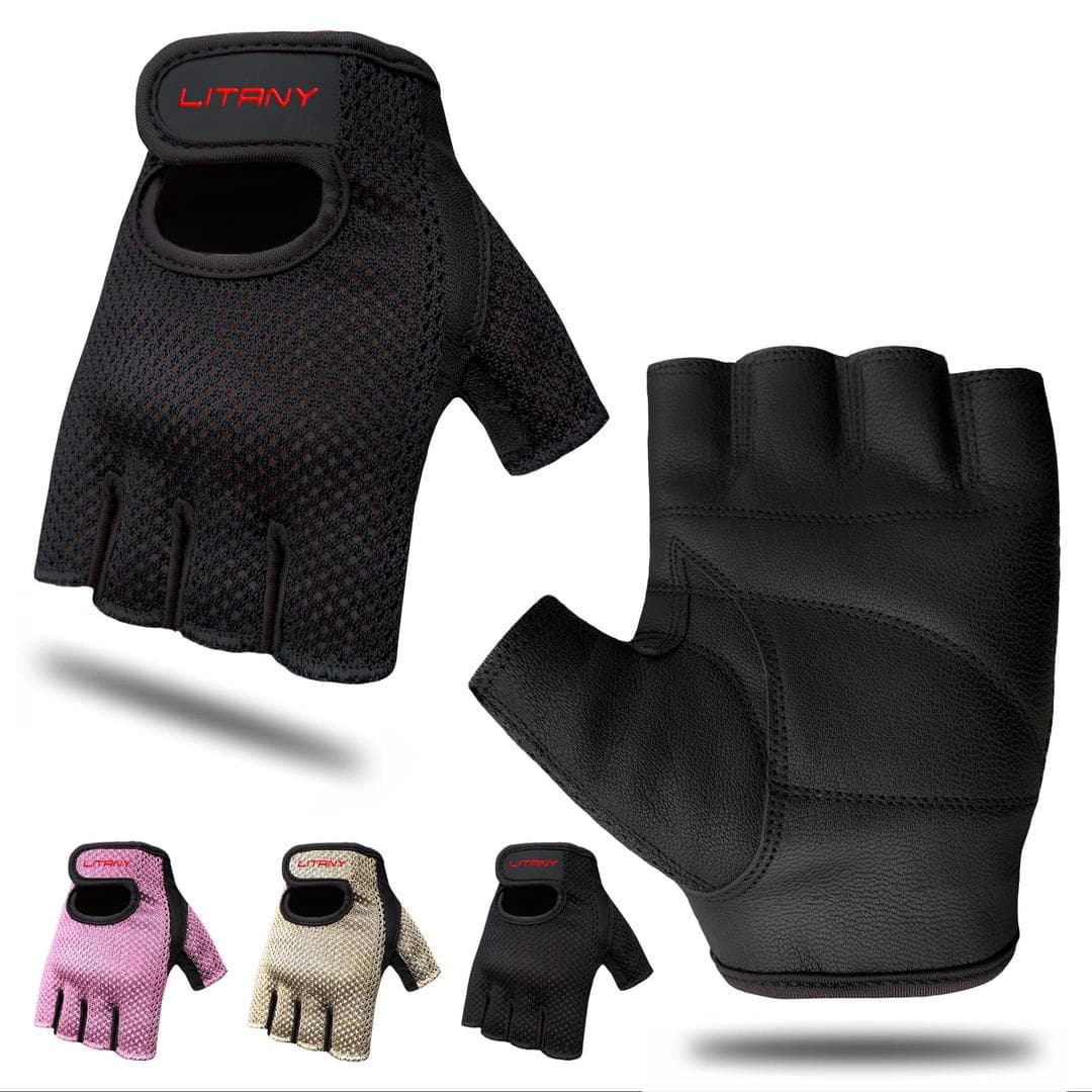 Premium Weightlifting Gloves Genuine Leather Mesh Grip