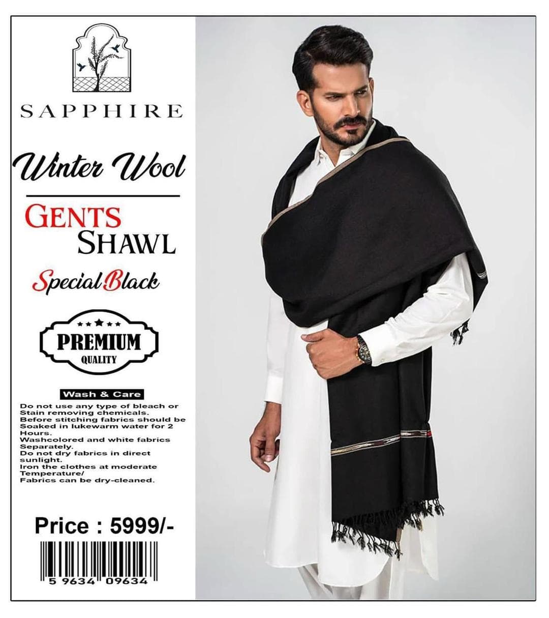 Winter Wool Gents Shawl Special Black Premium