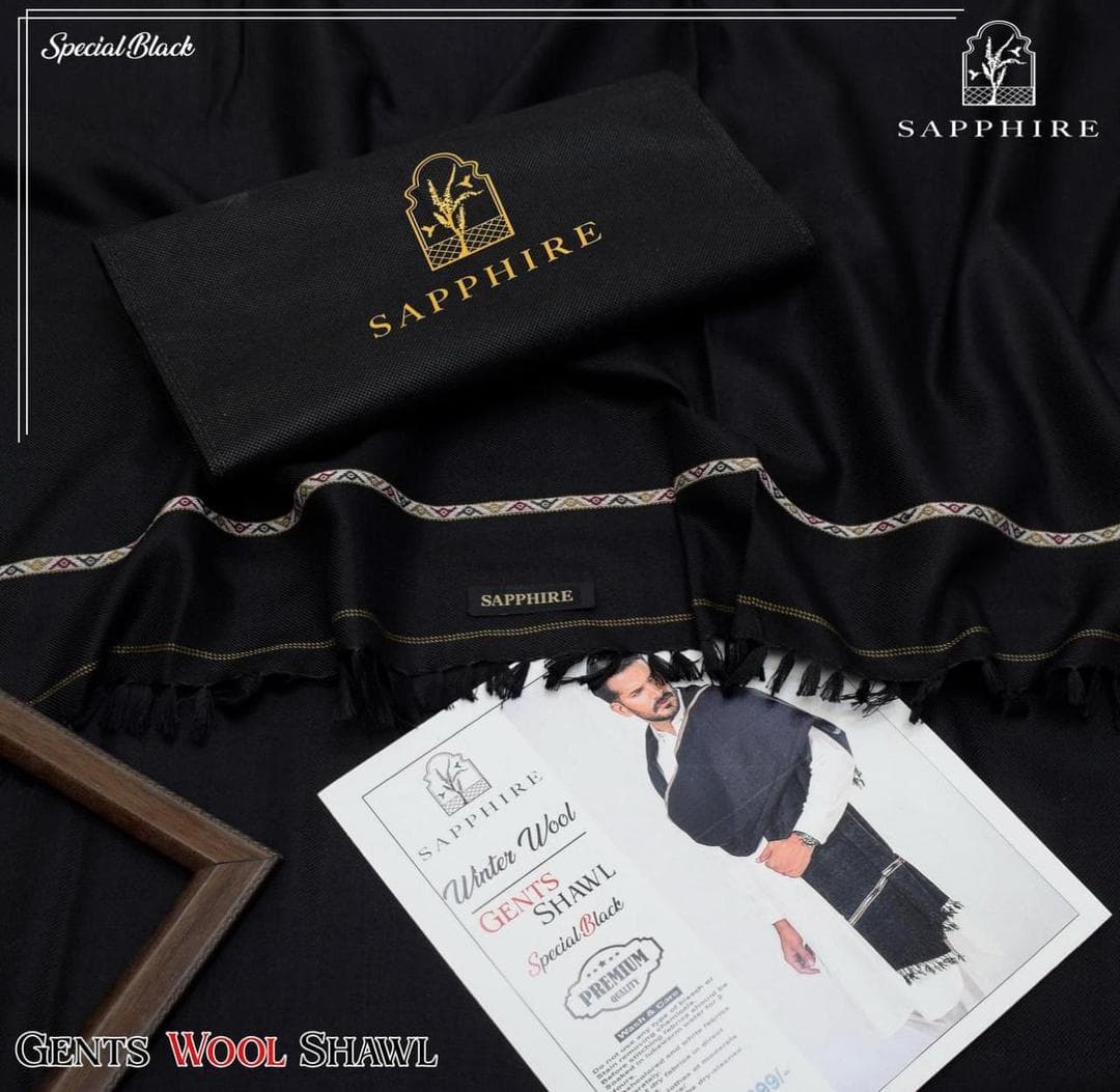 Winter Wool Gents Shawl Special Black Premium