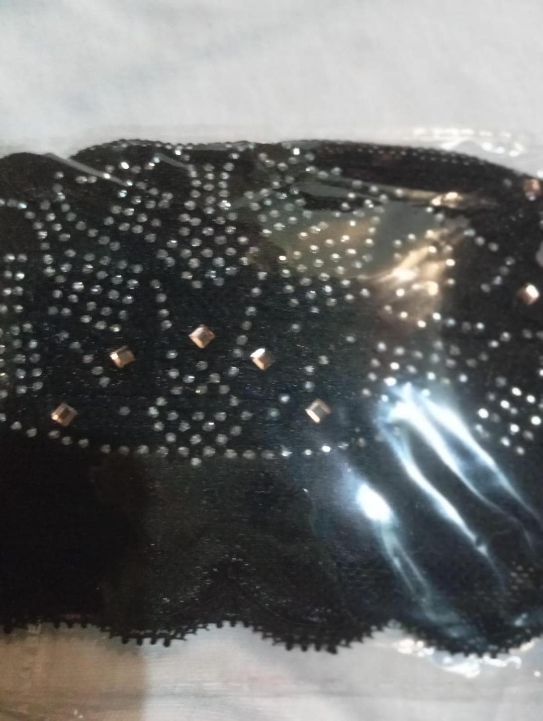 Black Net Rhinestone Hijab Cap for Women