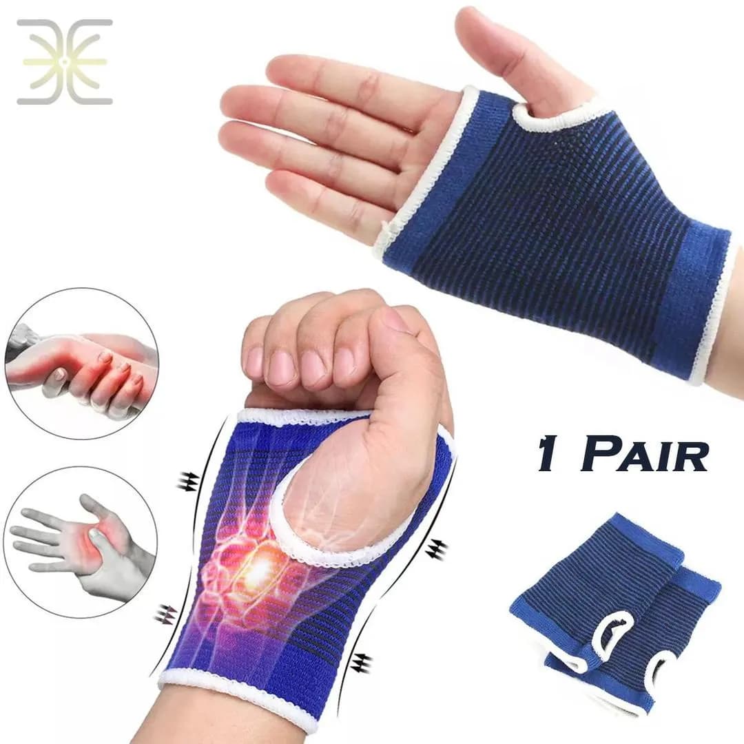 Men Women Blue Cotton Wristband for Hand & Palm Support